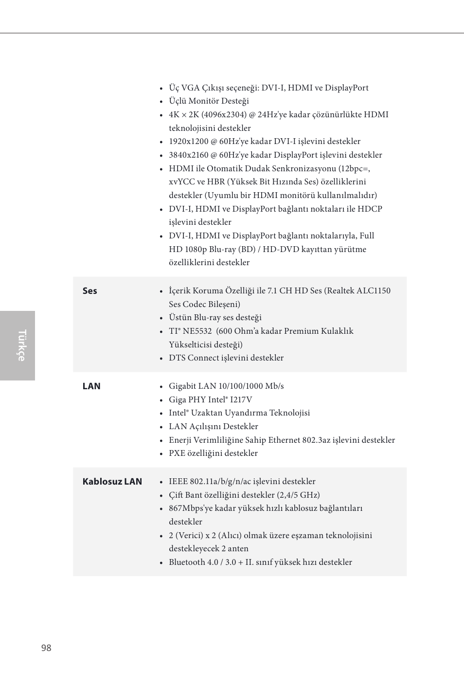 Türk çe türk зe | ASRock Z87E-ITX User Manual | Page 100 / 165
