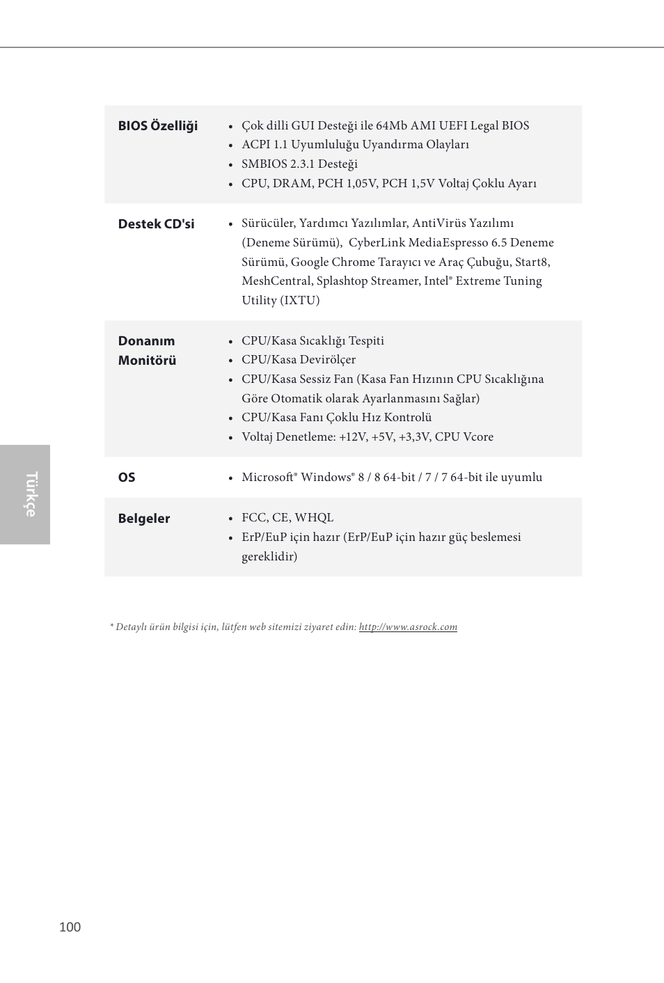 Türk çe | ASRock Z87E-ITX User Manual | Page 102 / 165