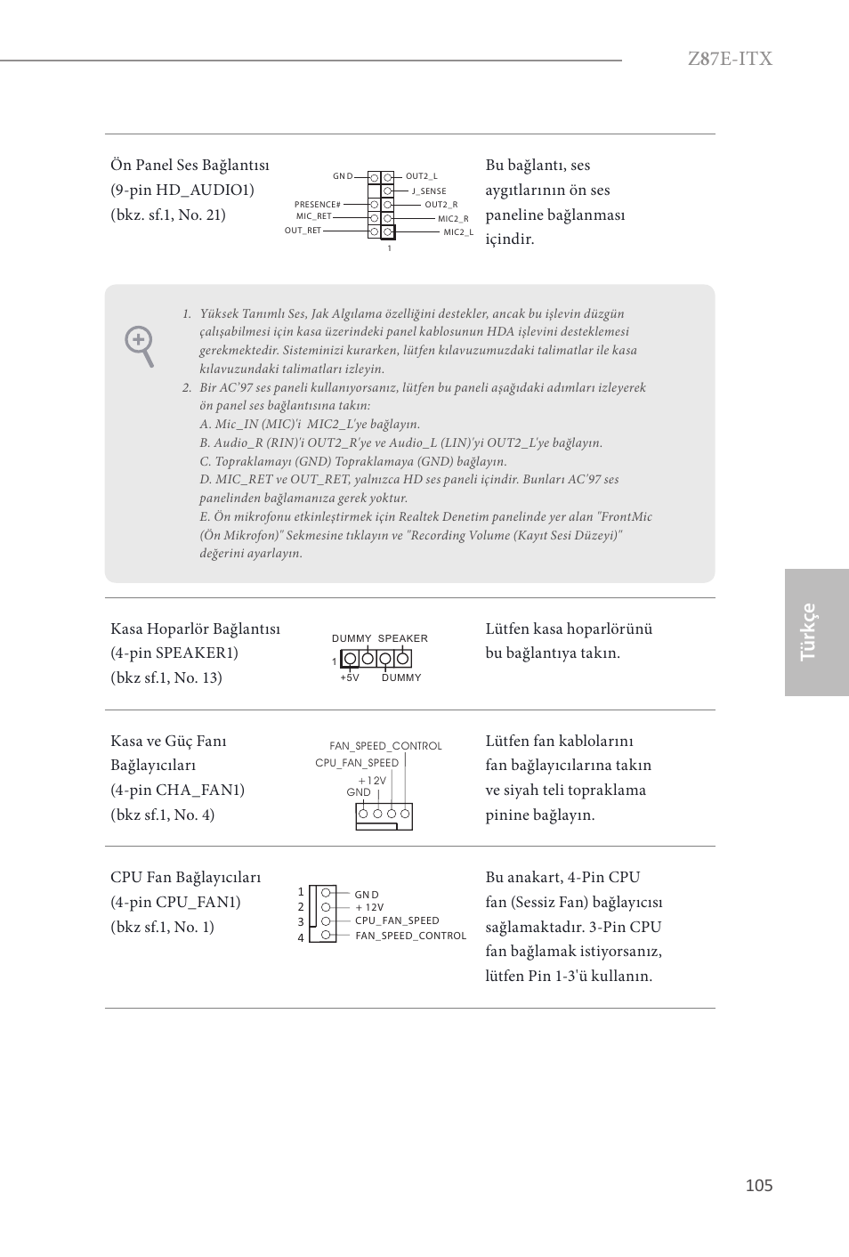 Z 8 7e-itx, Türk çe | ASRock Z87E-ITX User Manual | Page 107 / 165
