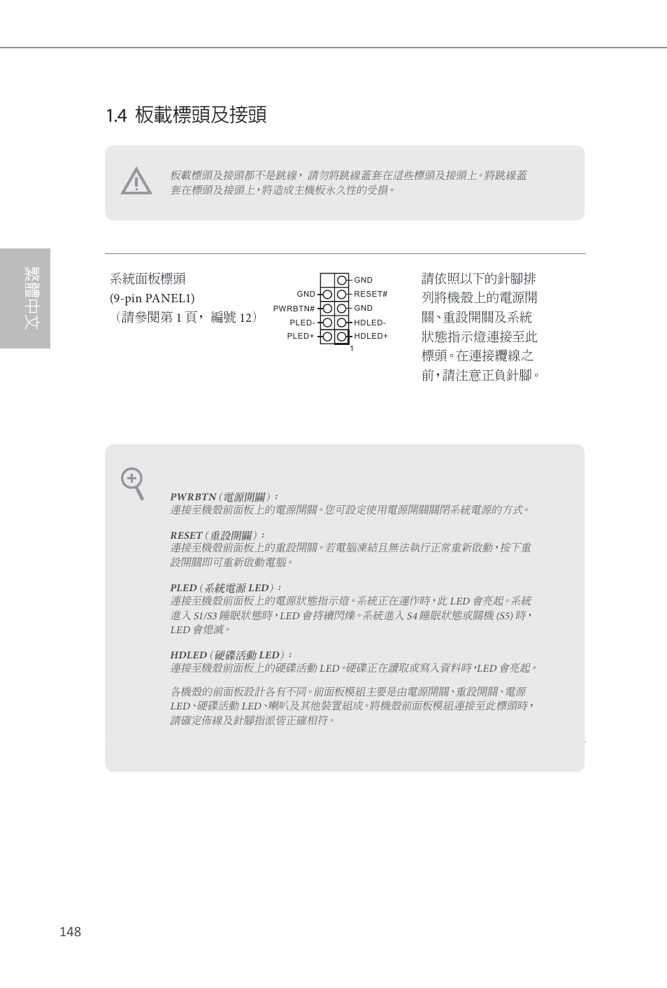 4 板載標頭及接頭, 繁體中文 | ASRock Z87E-ITX User Manual | Page 150 / 165