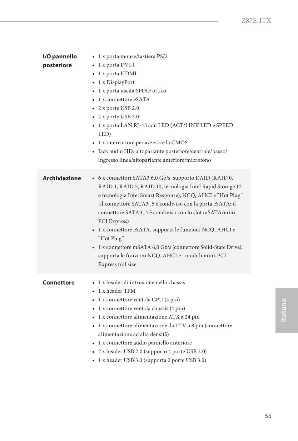Z 8 7e-itx, Italiano | ASRock Z87E-ITX User Manual | Page 57 / 165