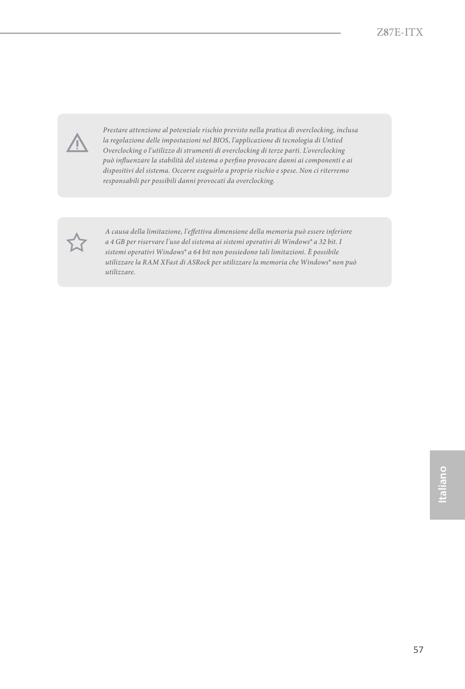 Z 8 7e-itx, Italiano | ASRock Z87E-ITX User Manual | Page 59 / 165