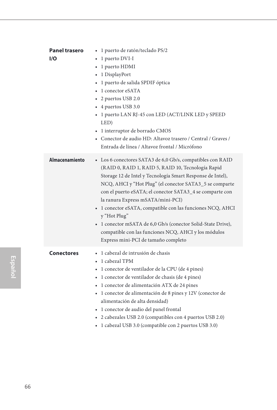 Español | ASRock Z87E-ITX User Manual | Page 68 / 165