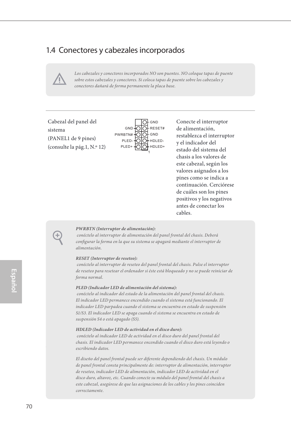 4 conectores y cabezales incorporados, Español | ASRock Z87E-ITX User Manual | Page 72 / 165