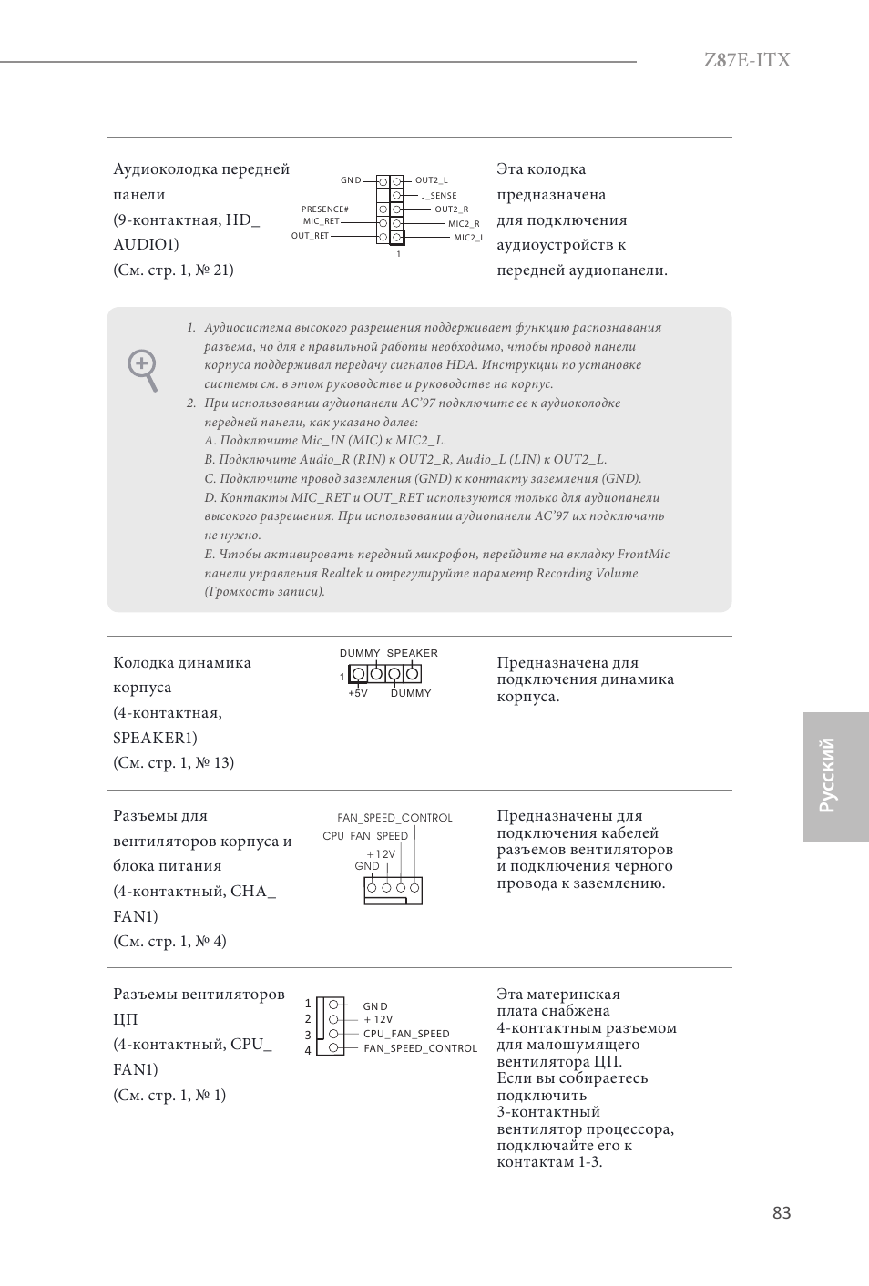 Z 8 7e-itx, Ру сский | ASRock Z87E-ITX User Manual | Page 85 / 165