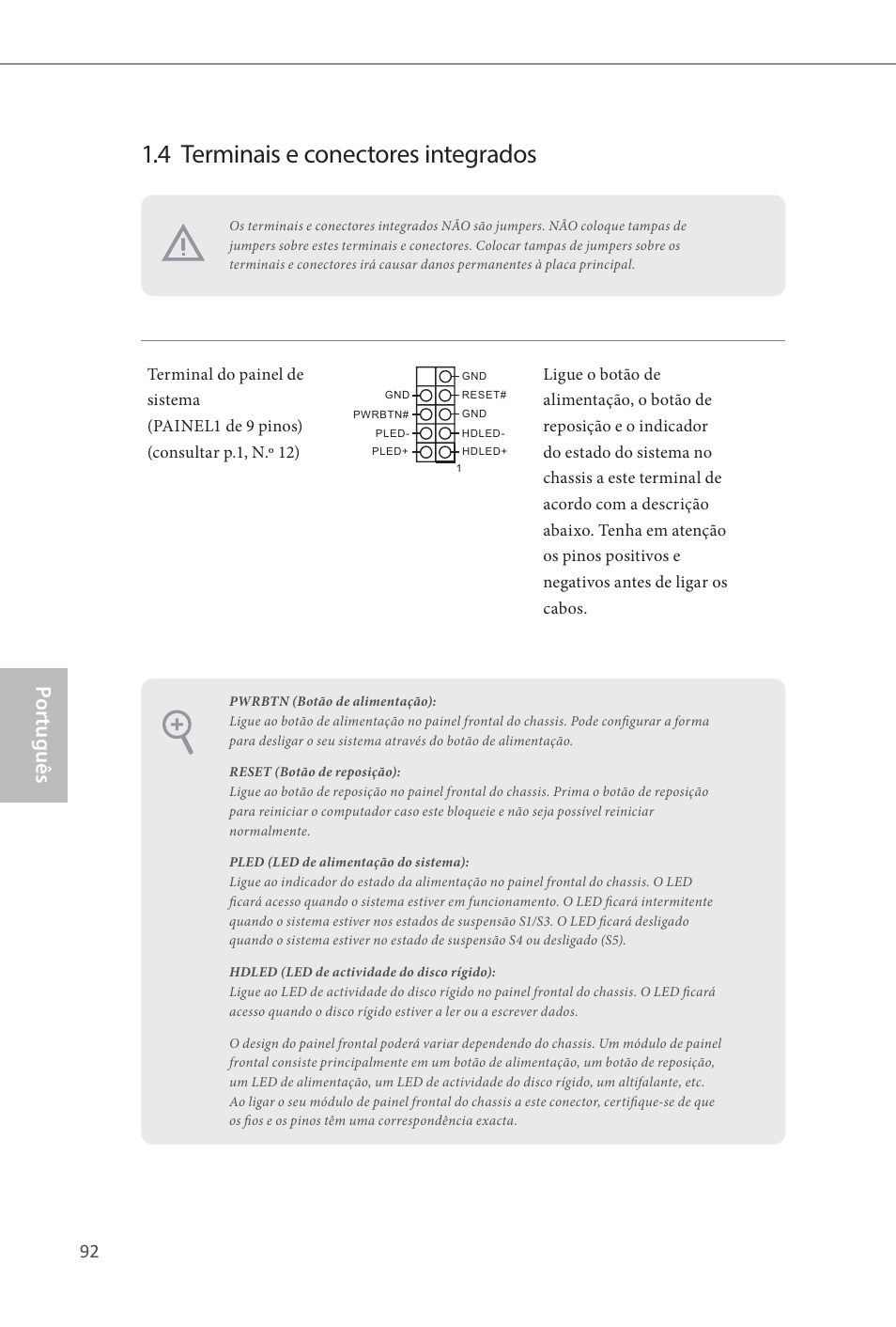 4 terminais e conectores integrados, Por tuguês | ASRock Z87E-ITX User Manual | Page 94 / 165