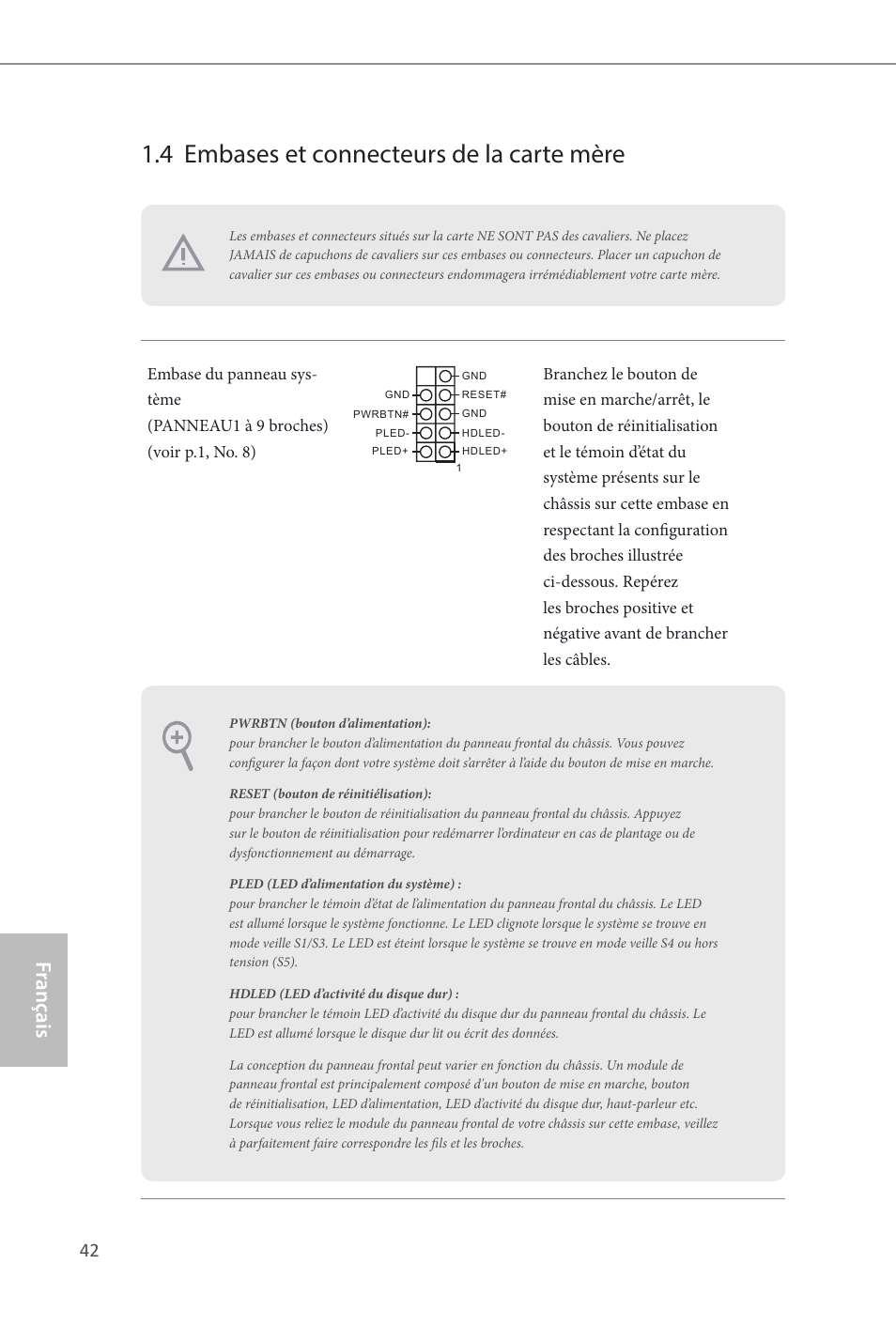 4 embases et connecteurs de la carte mère, Fr ançais français | ASRock H81M-ITX User Manual | Page 43 / 146