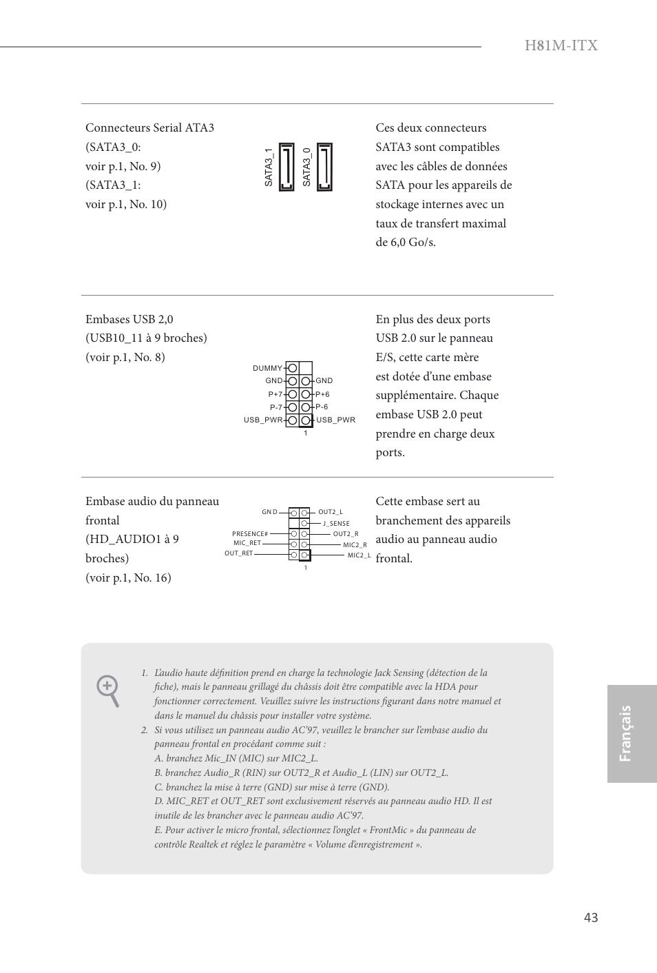 H 8 1m-itx, Fr ançais français | ASRock H81M-ITX User Manual | Page 44 / 146