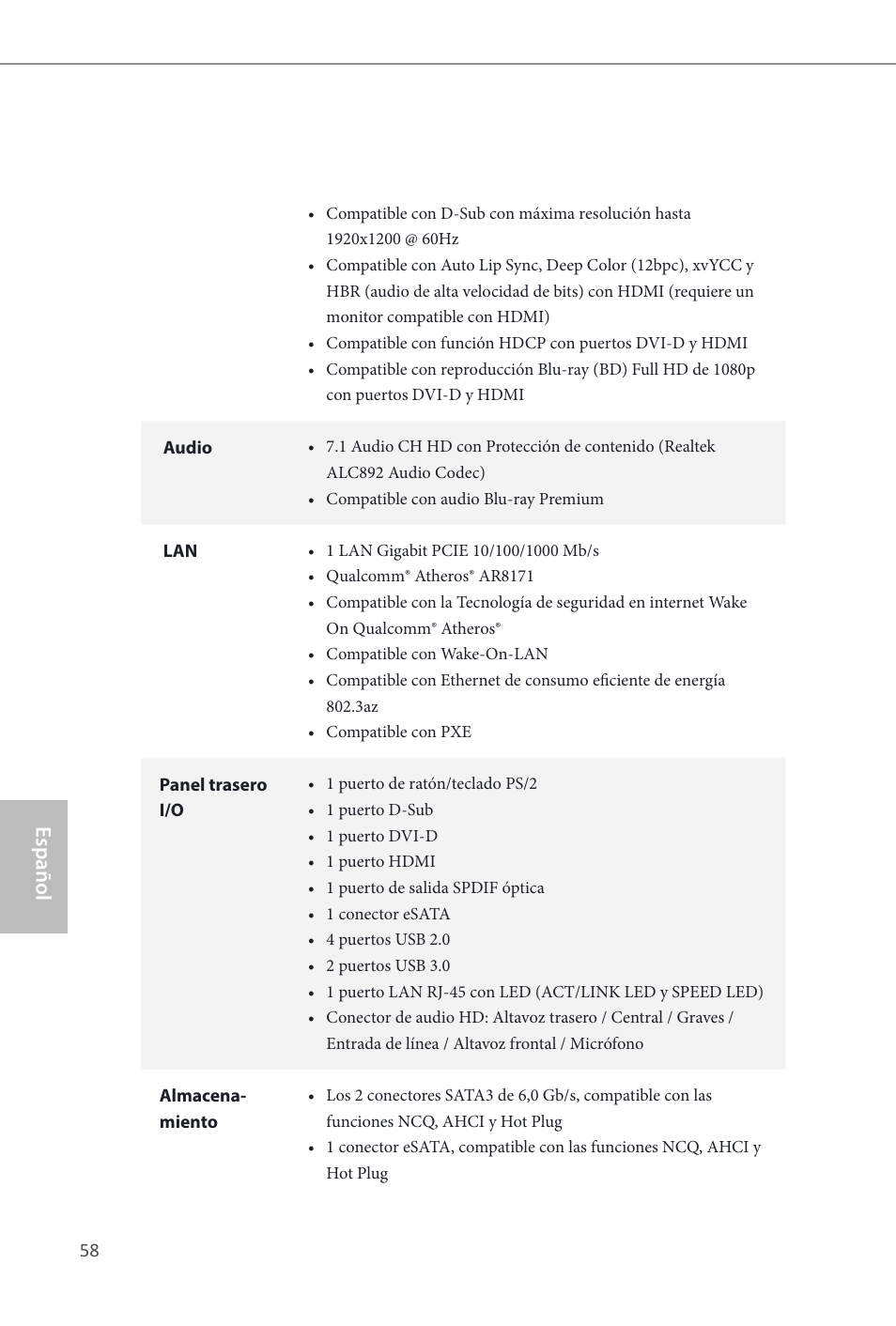 Español | ASRock H81M-ITX User Manual | Page 59 / 146
