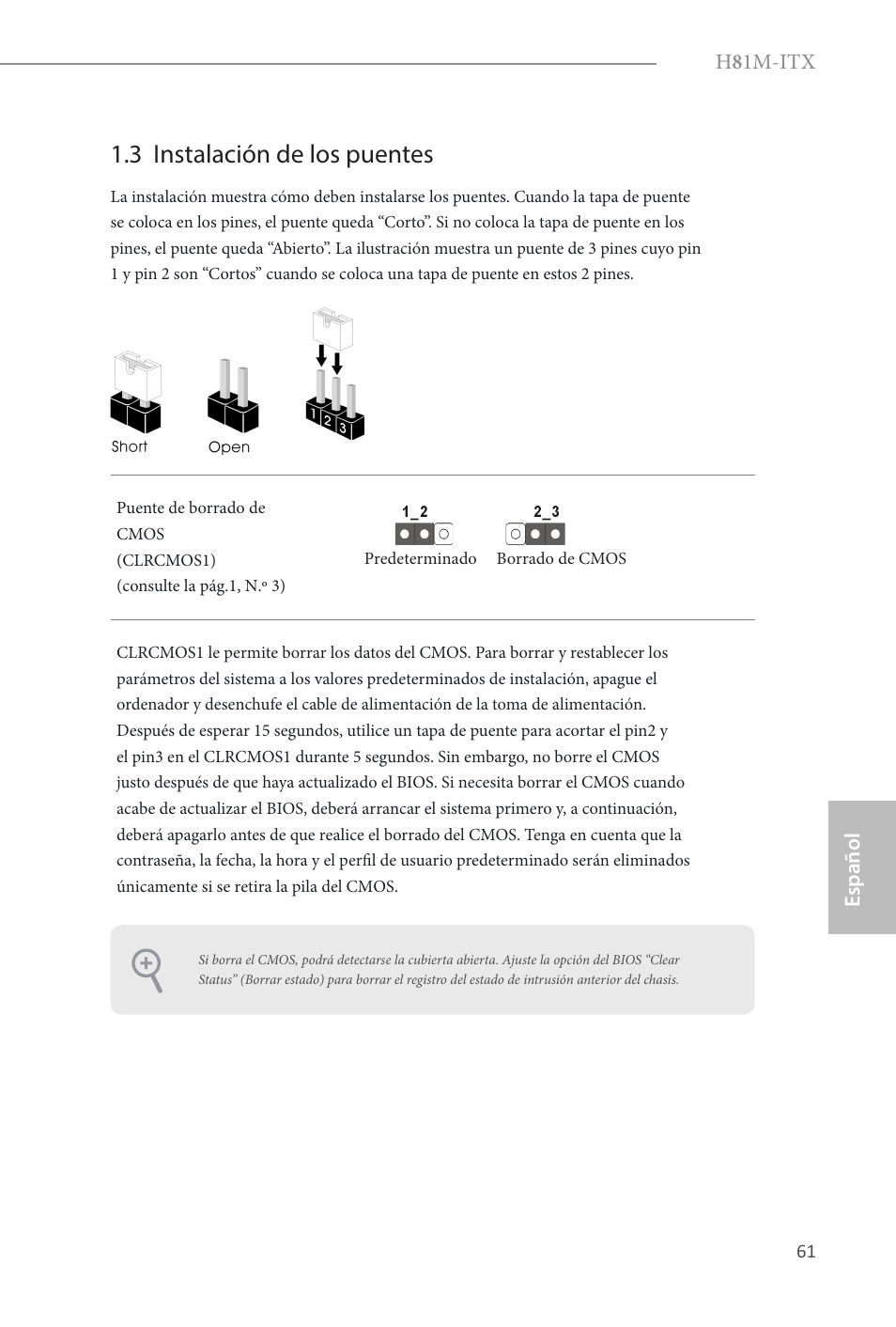 3 instalación de los puentes | ASRock H81M-ITX User Manual | Page 62 / 146