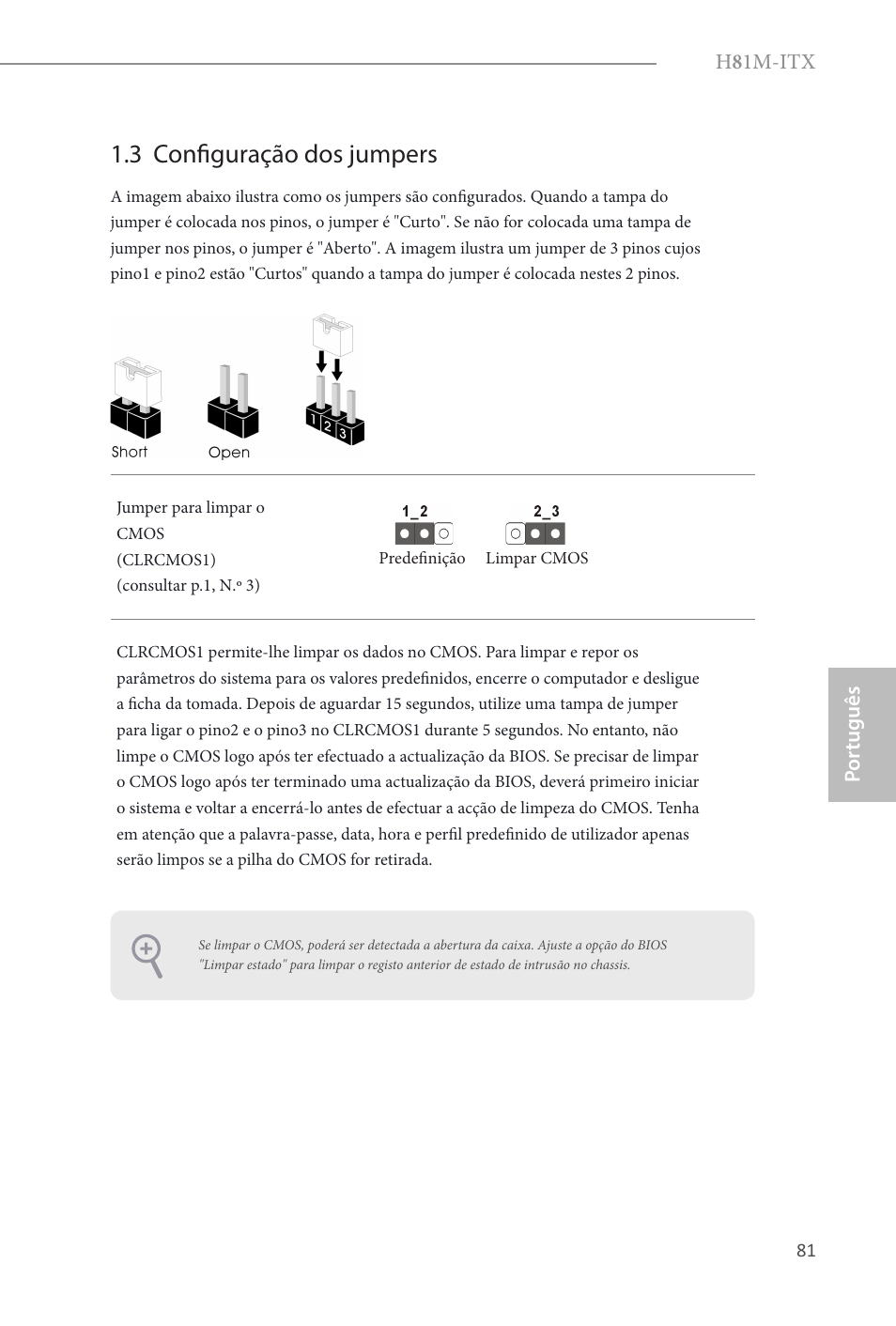 3 configuração dos jumpers | ASRock H81M-ITX User Manual | Page 82 / 146