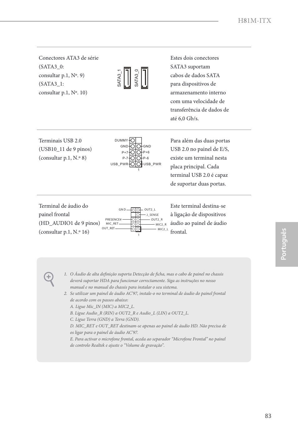 H 8 1m-itx, Por tuguês | ASRock H81M-ITX User Manual | Page 84 / 146