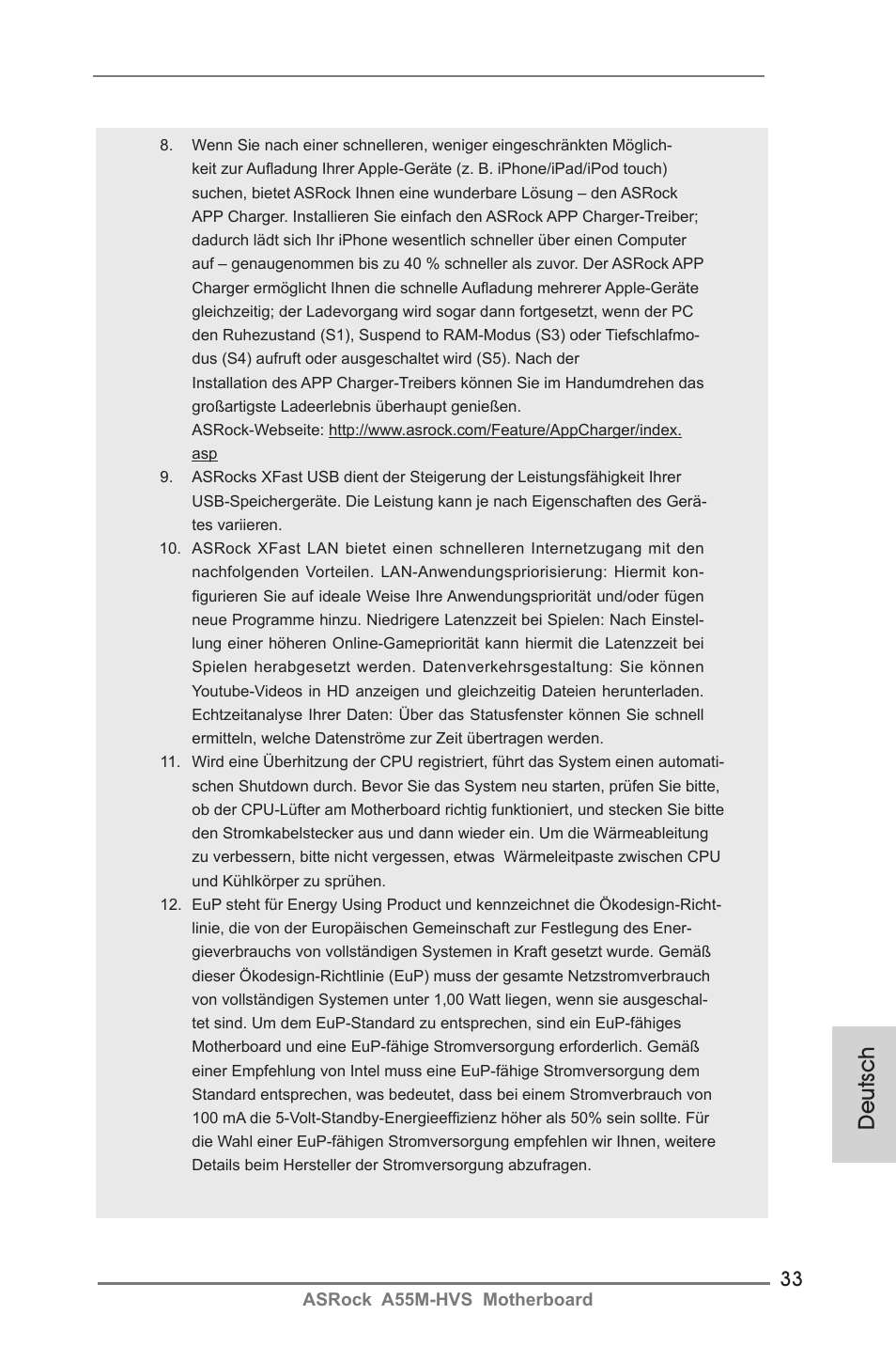 Deutsch | ASRock A55M-HVS User Manual | Page 33 / 162