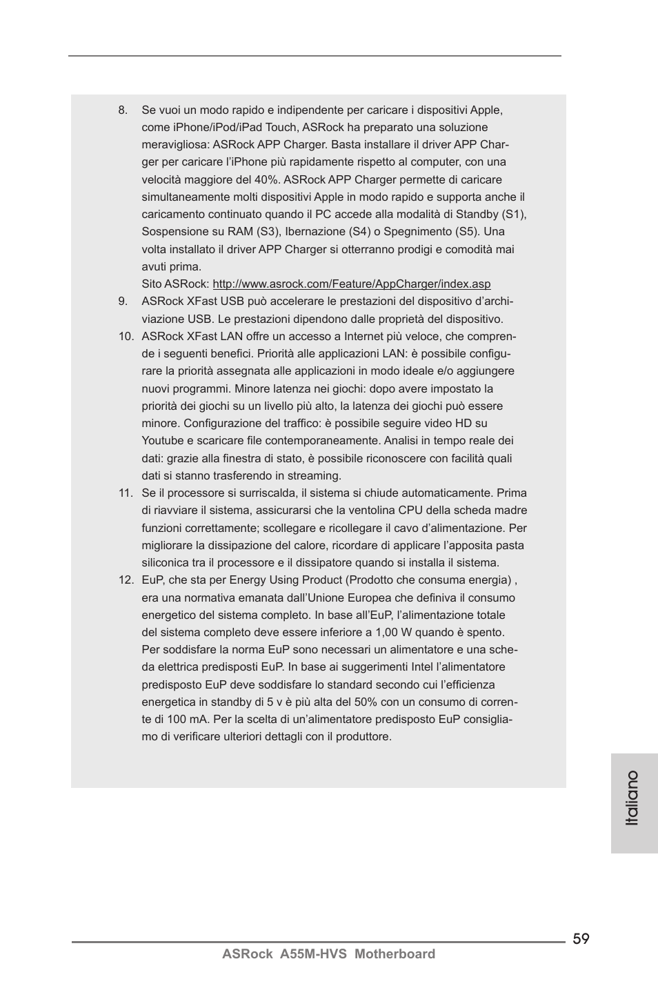 Italiano | ASRock A55M-HVS User Manual | Page 59 / 162
