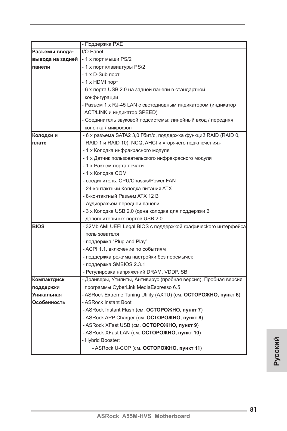 Ру сский | ASRock A55M-HVS User Manual | Page 81 / 162