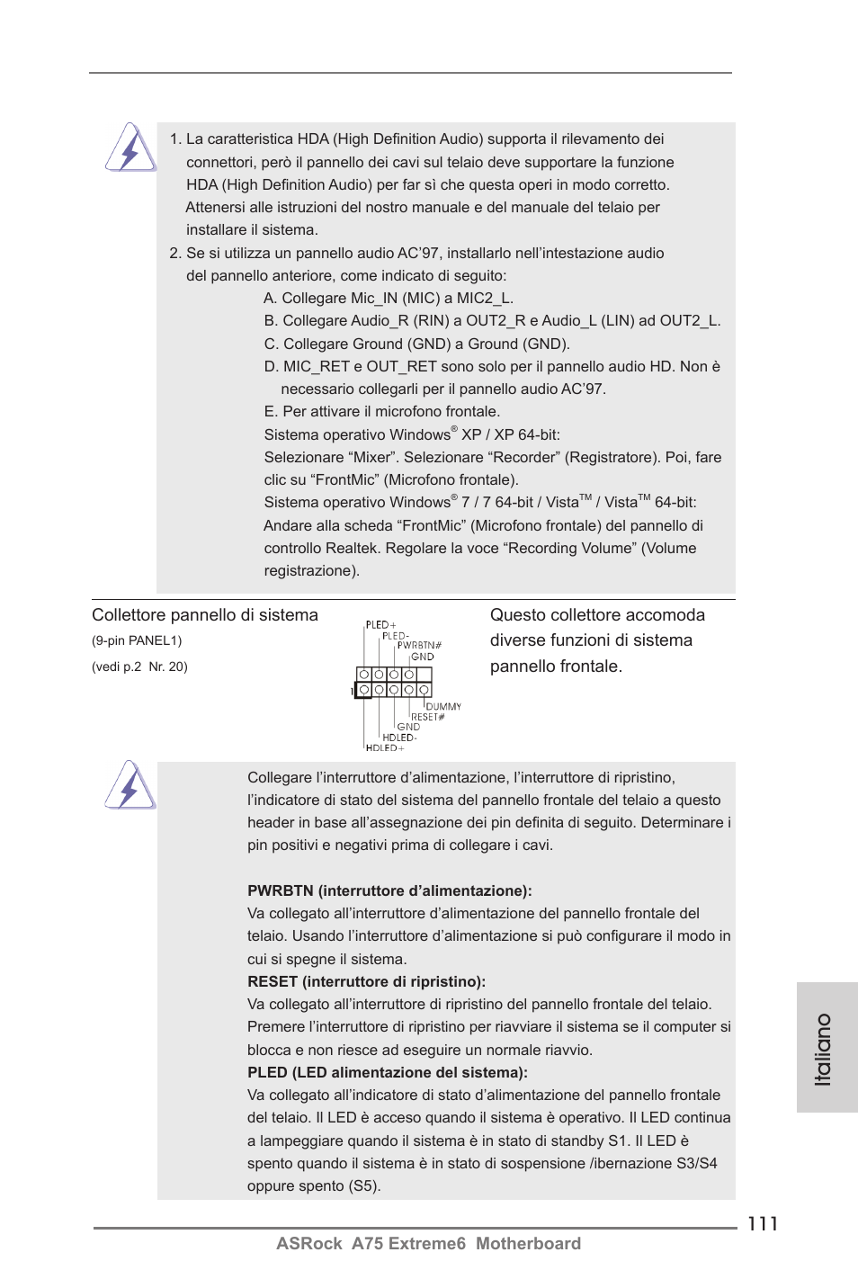 Italiano | ASRock A75 Extreme6 User Manual | Page 111 / 286