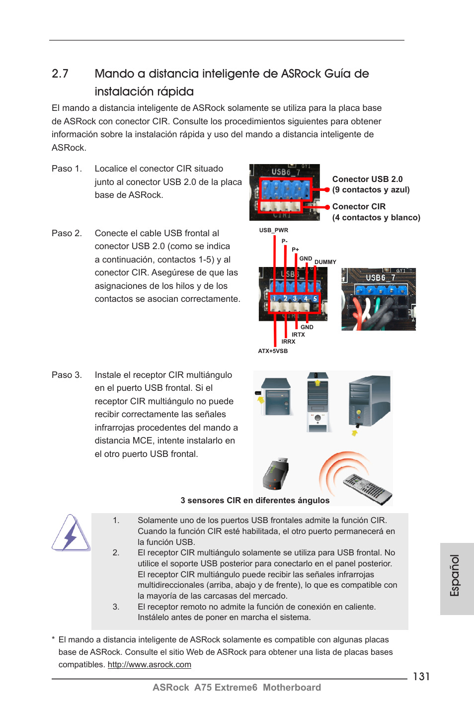 Español | ASRock A75 Extreme6 User Manual | Page 131 / 286