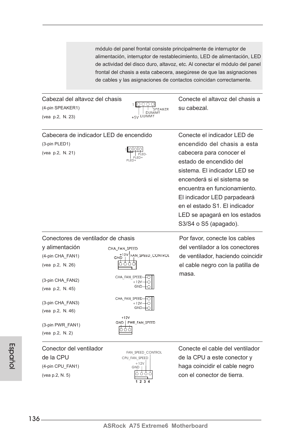 Español | ASRock A75 Extreme6 User Manual | Page 136 / 286