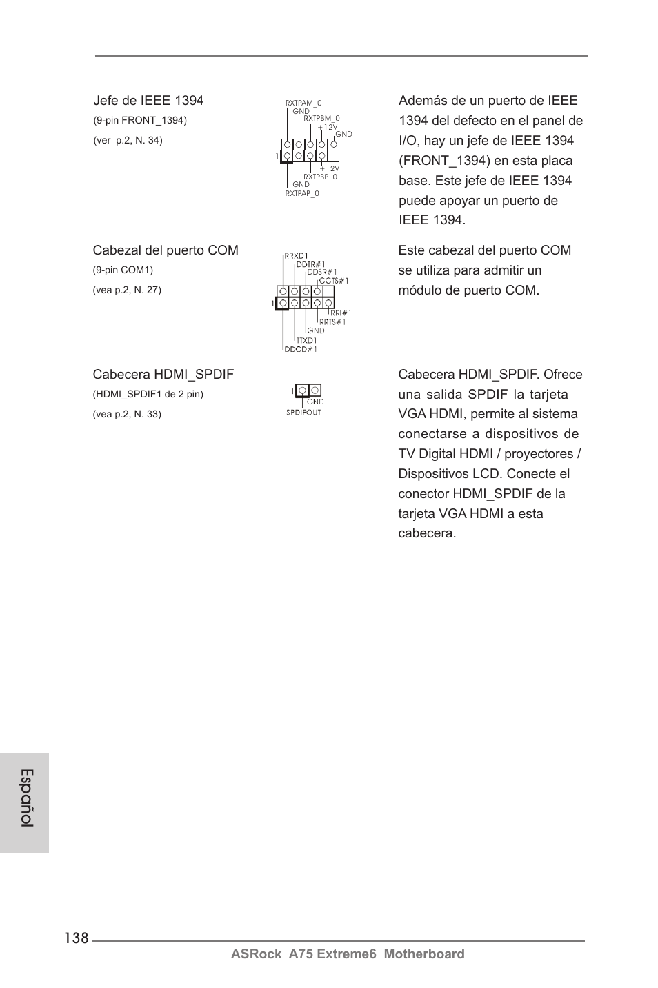 Español | ASRock A75 Extreme6 User Manual | Page 138 / 286