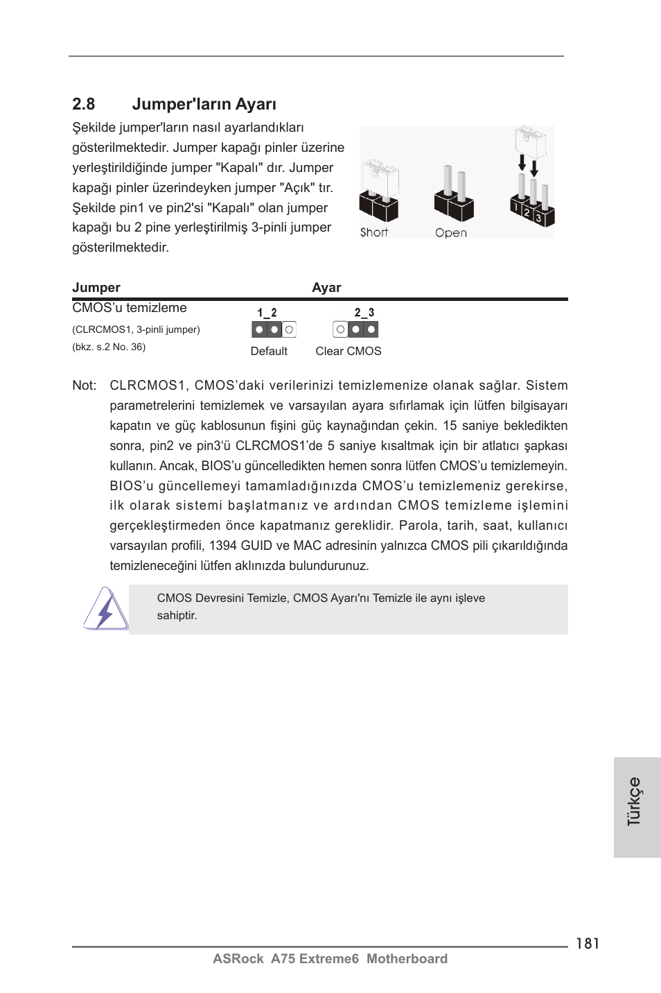 Türkçe 2.8 jumper'ların ayarı | ASRock A75 Extreme6 User Manual | Page 181 / 286