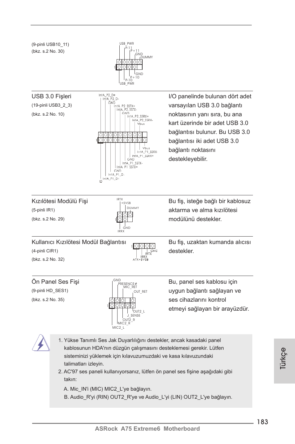 Türkçe | ASRock A75 Extreme6 User Manual | Page 183 / 286