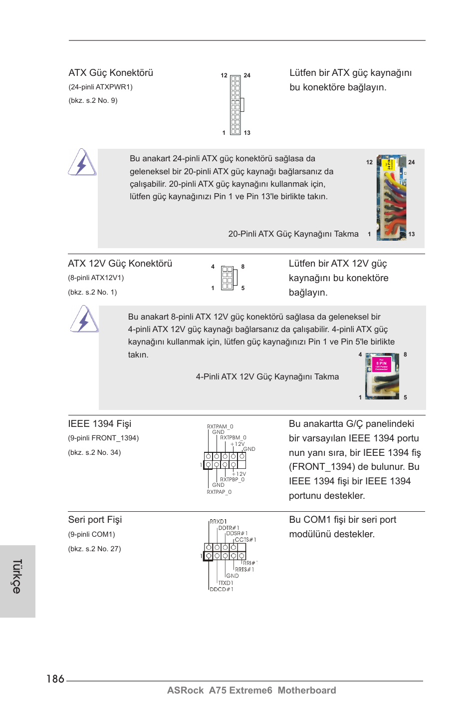 Türkçe | ASRock A75 Extreme6 User Manual | Page 186 / 286