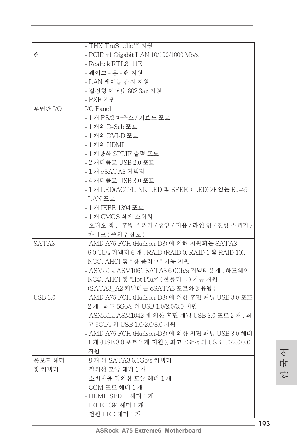 한 국 어 | ASRock A75 Extreme6 User Manual | Page 193 / 286