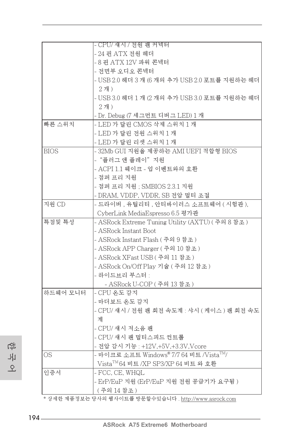 한 국 어 | ASRock A75 Extreme6 User Manual | Page 194 / 286