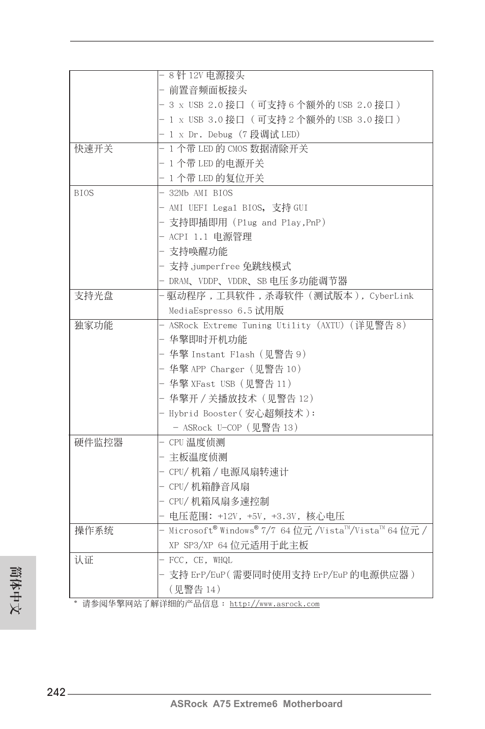 簡體中文 | ASRock A75 Extreme6 User Manual | Page 242 / 286