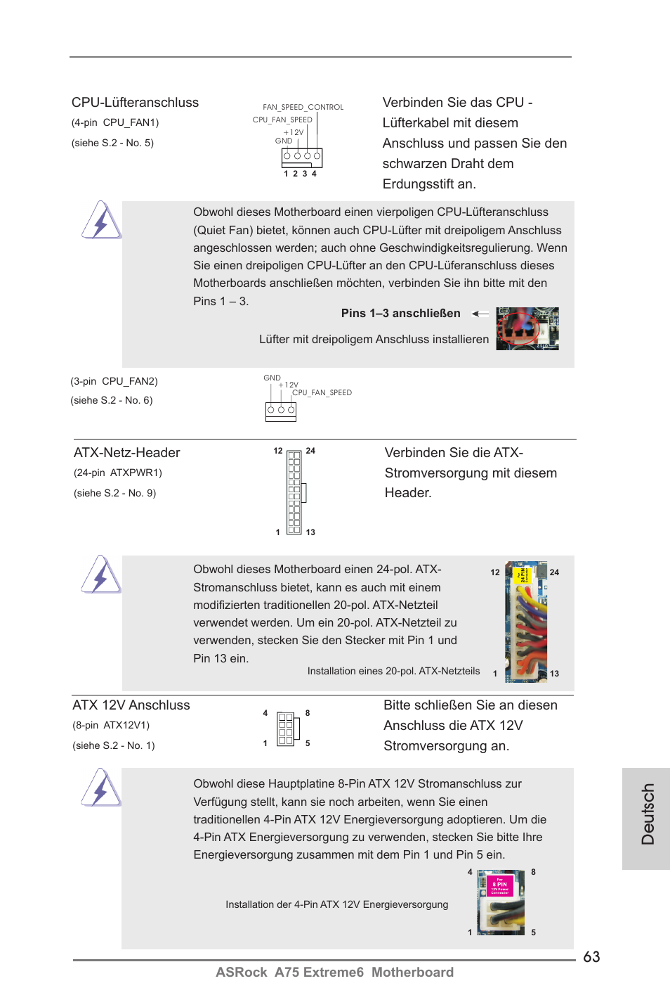 Deutsch | ASRock A75 Extreme6 User Manual | Page 63 / 286