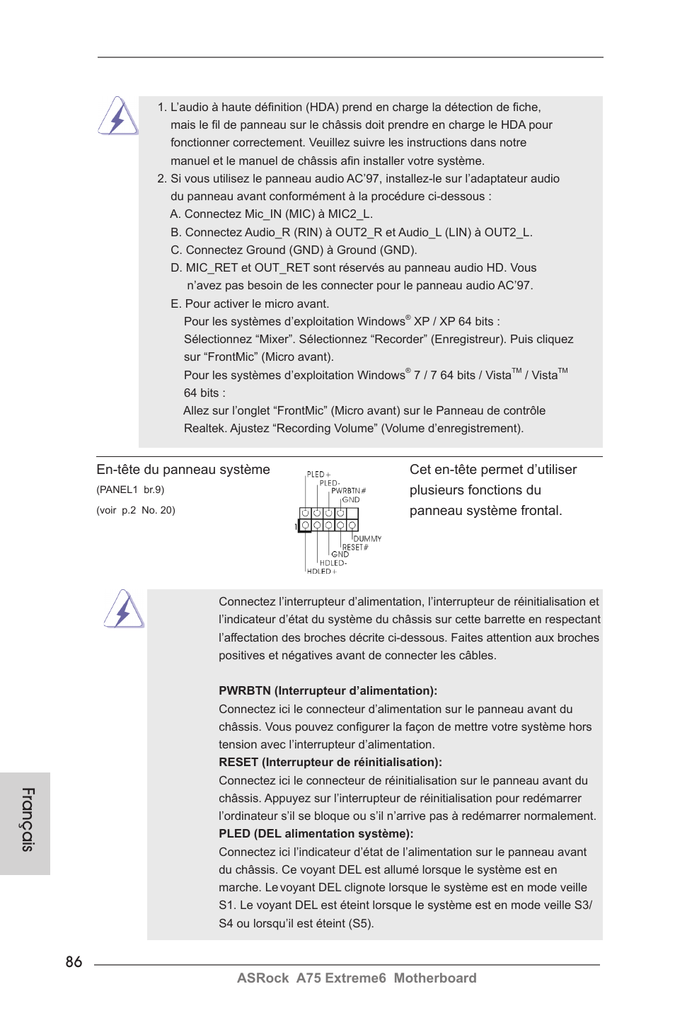 Français | ASRock A75 Extreme6 User Manual | Page 86 / 286