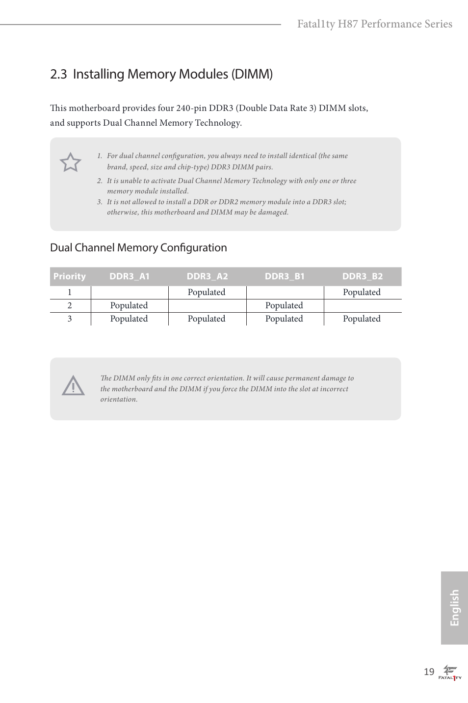 Fatal1ty h87 performance series, English | ASRock Fatal1ty H87 Performance User Manual | Page 23 / 165