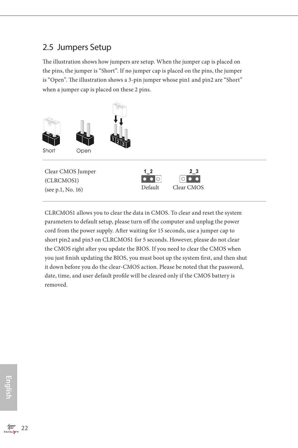 5 jumpers setup | ASRock Fatal1ty H87 Performance User Manual | Page 26 / 165