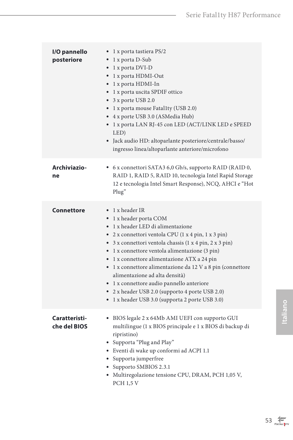 Italiano serie fatal1ty h87 performance | ASRock Fatal1ty H87 Performance User Manual | Page 57 / 165