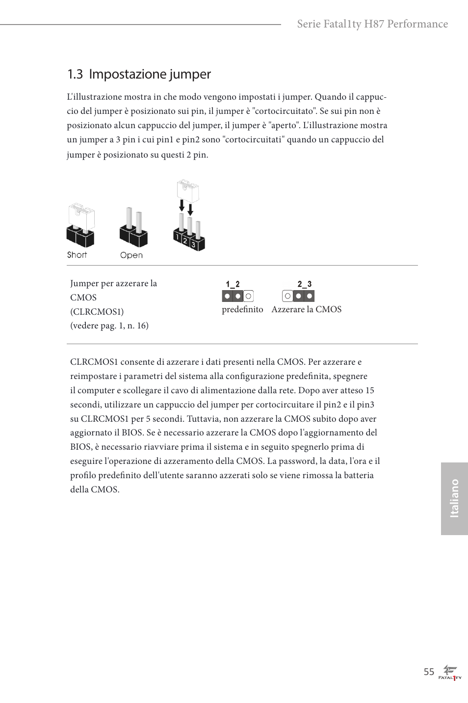 3 impostazione jumper | ASRock Fatal1ty H87 Performance User Manual | Page 59 / 165