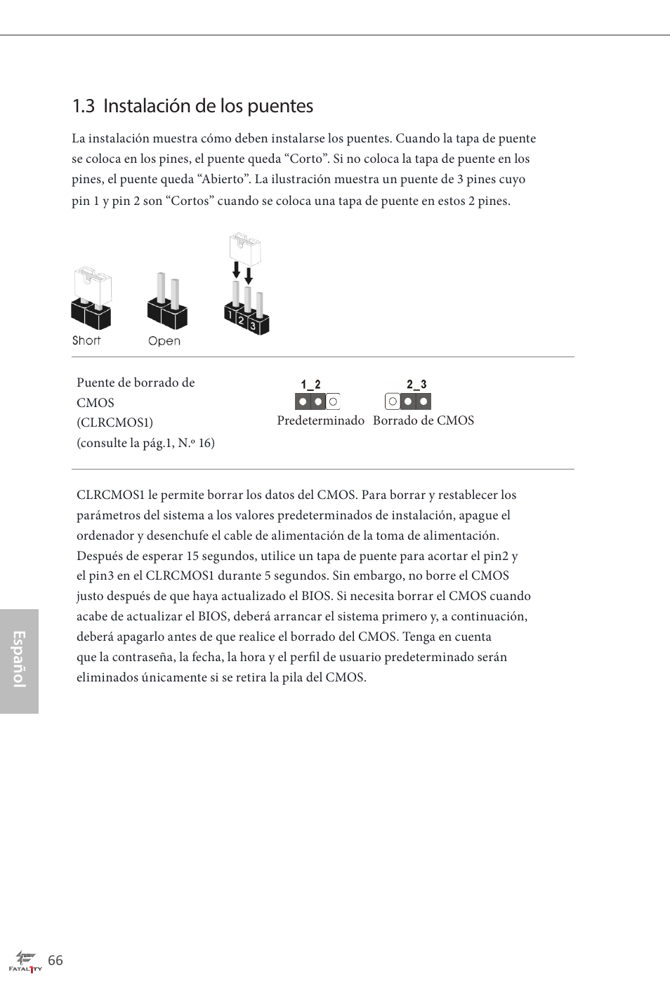 3 instalación de los puentes | ASRock Fatal1ty H87 Performance User Manual | Page 70 / 165