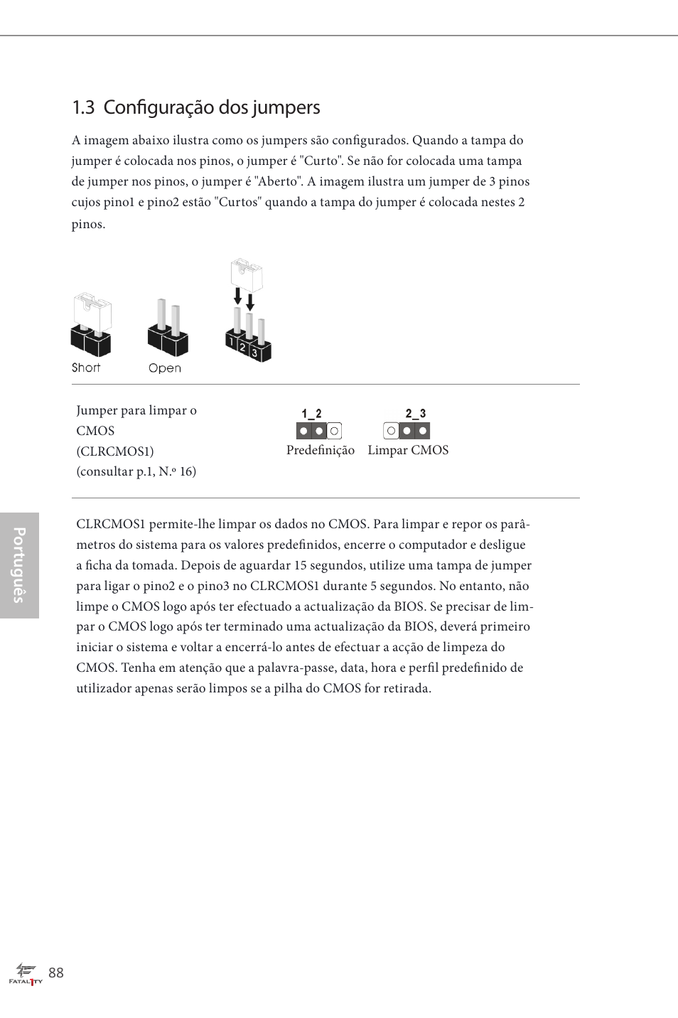 3 configuração dos jumpers | ASRock Fatal1ty H87 Performance User Manual | Page 92 / 165