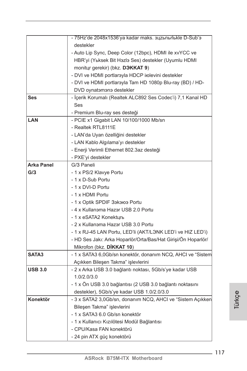 Türkçe | ASRock B75M-ITX User Manual | Page 117 / 186