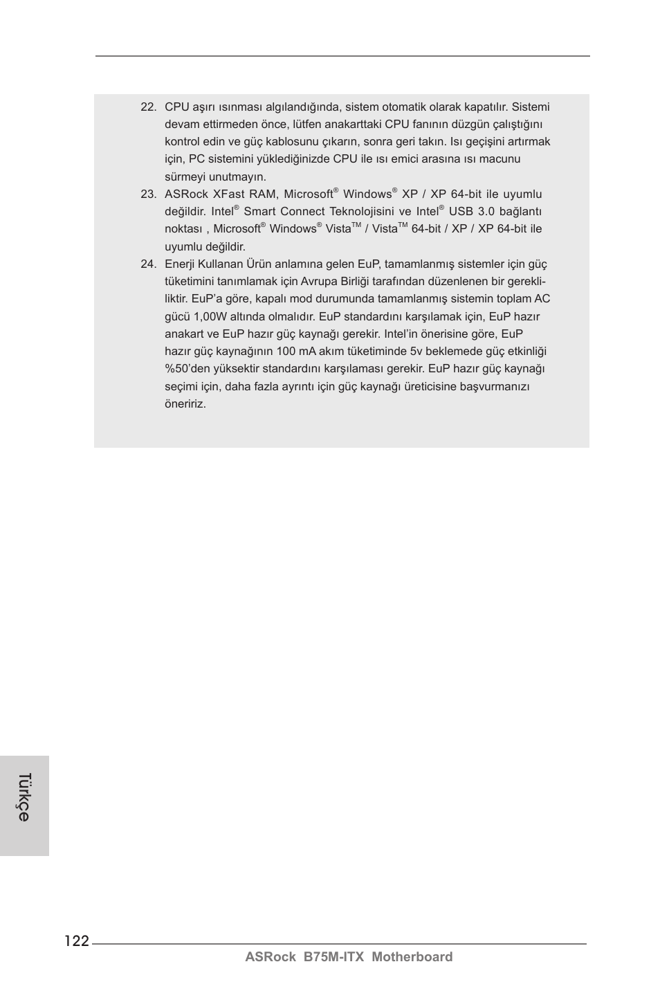 Türkçe, Asrock b75m-itx motherboard | ASRock B75M-ITX User Manual | Page 122 / 186