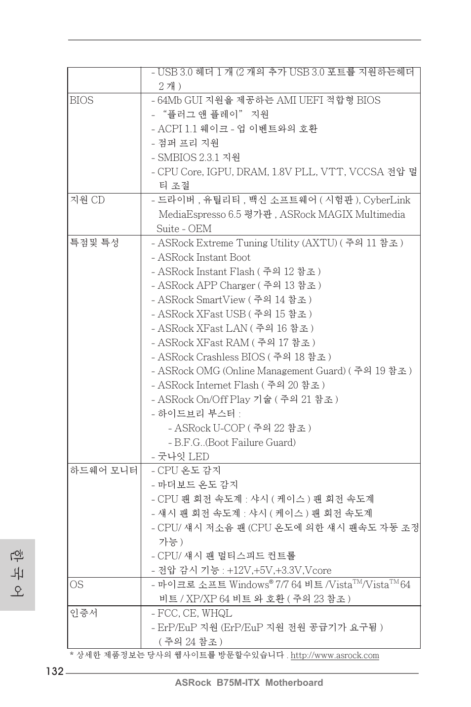 한 국 어 | ASRock B75M-ITX User Manual | Page 132 / 186
