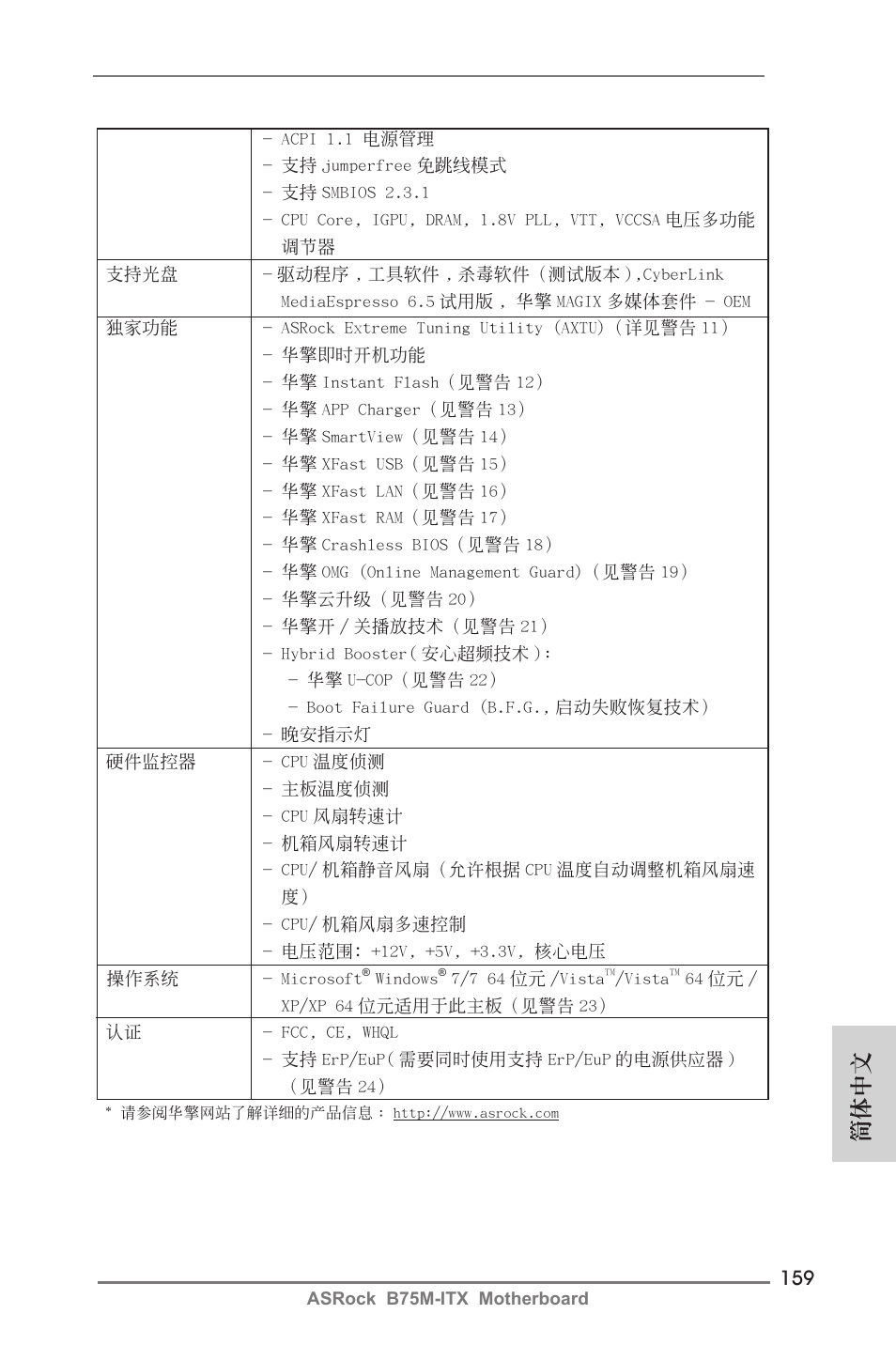簡體中文 | ASRock B75M-ITX User Manual | Page 159 / 186