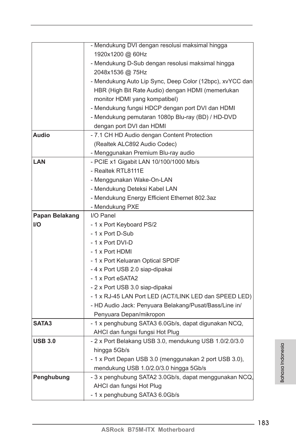 ASRock B75M-ITX User Manual | Page 183 / 186