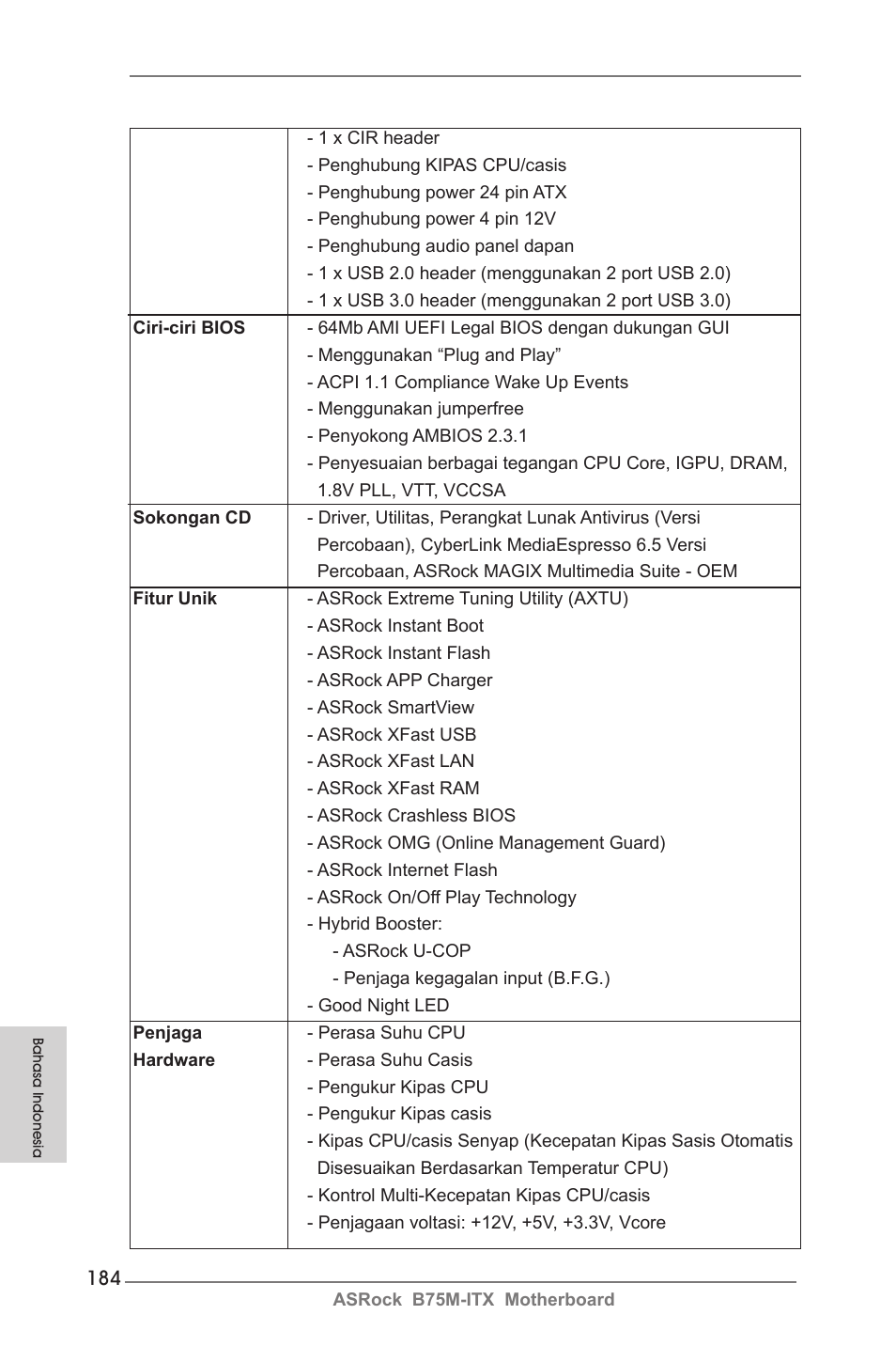 ASRock B75M-ITX User Manual | Page 184 / 186