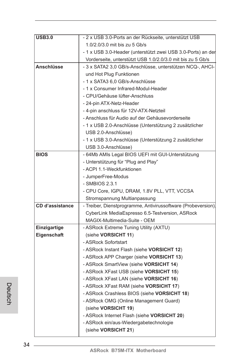 Deutsch | ASRock B75M-ITX User Manual | Page 34 / 186