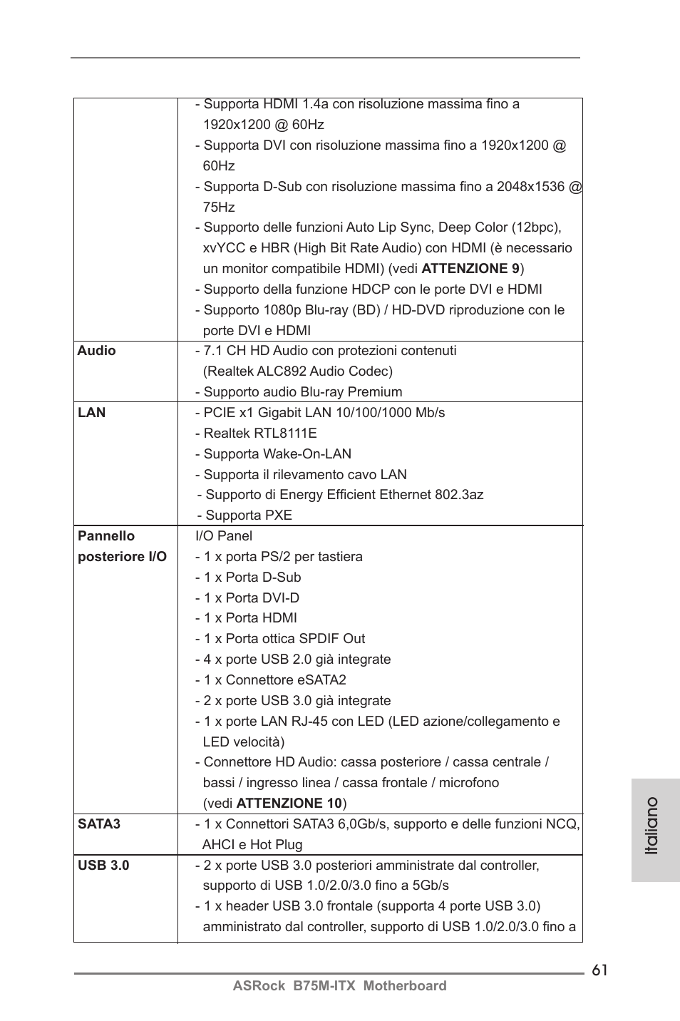 Italiano | ASRock B75M-ITX User Manual | Page 61 / 186