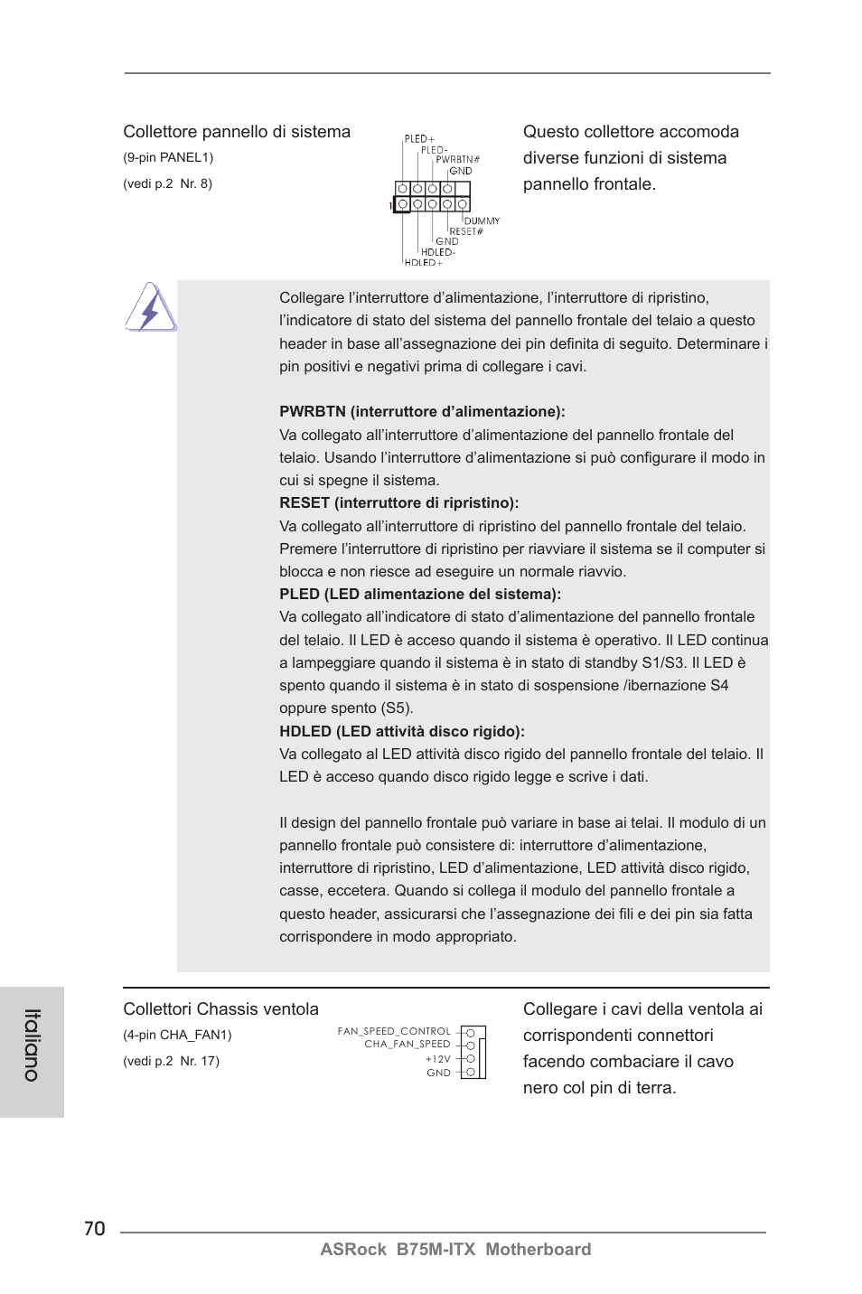 Italiano | ASRock B75M-ITX User Manual | Page 70 / 186
