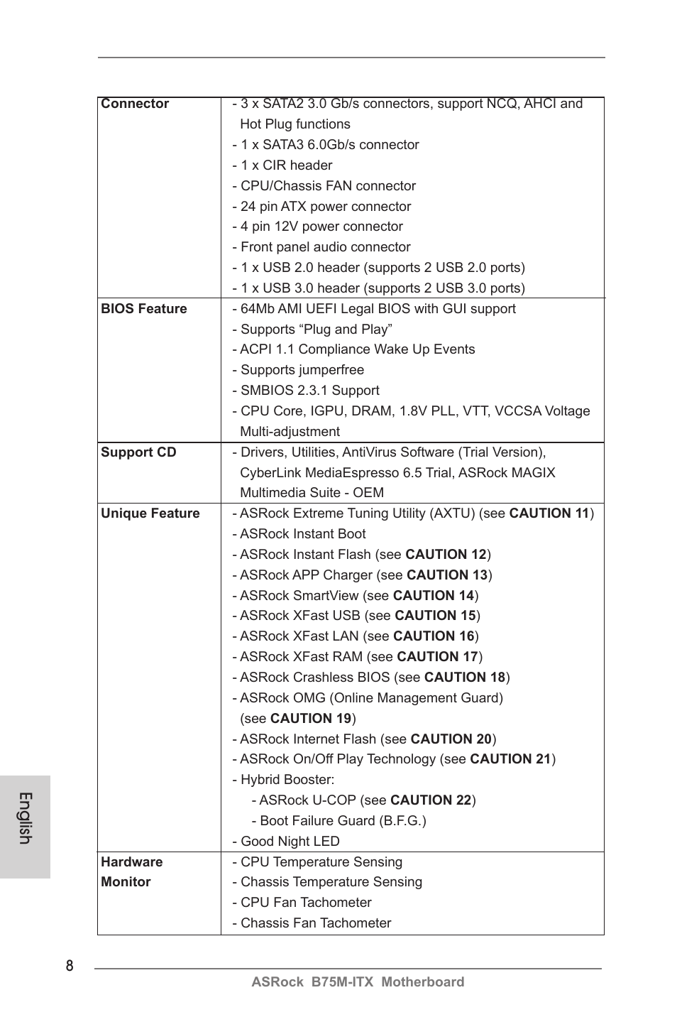 English | ASRock B75M-ITX User Manual | Page 8 / 186