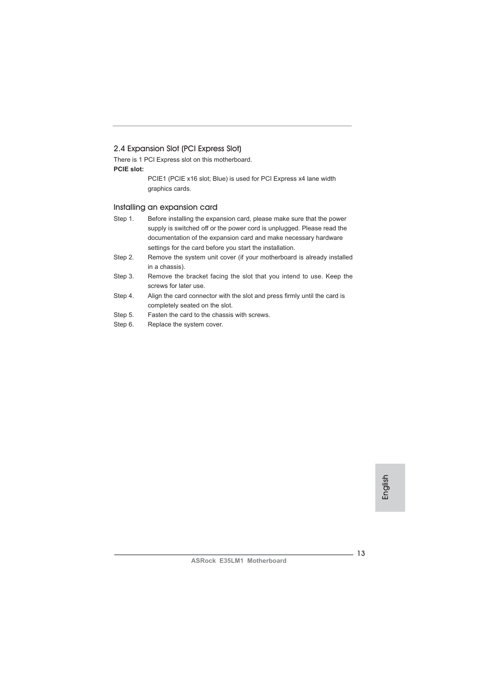 ASRock E35LM1 User Manual | Page 13 / 119