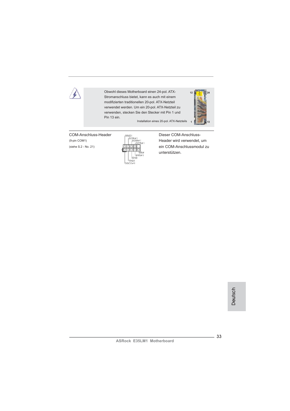 Deutsch | ASRock E35LM1 User Manual | Page 33 / 119