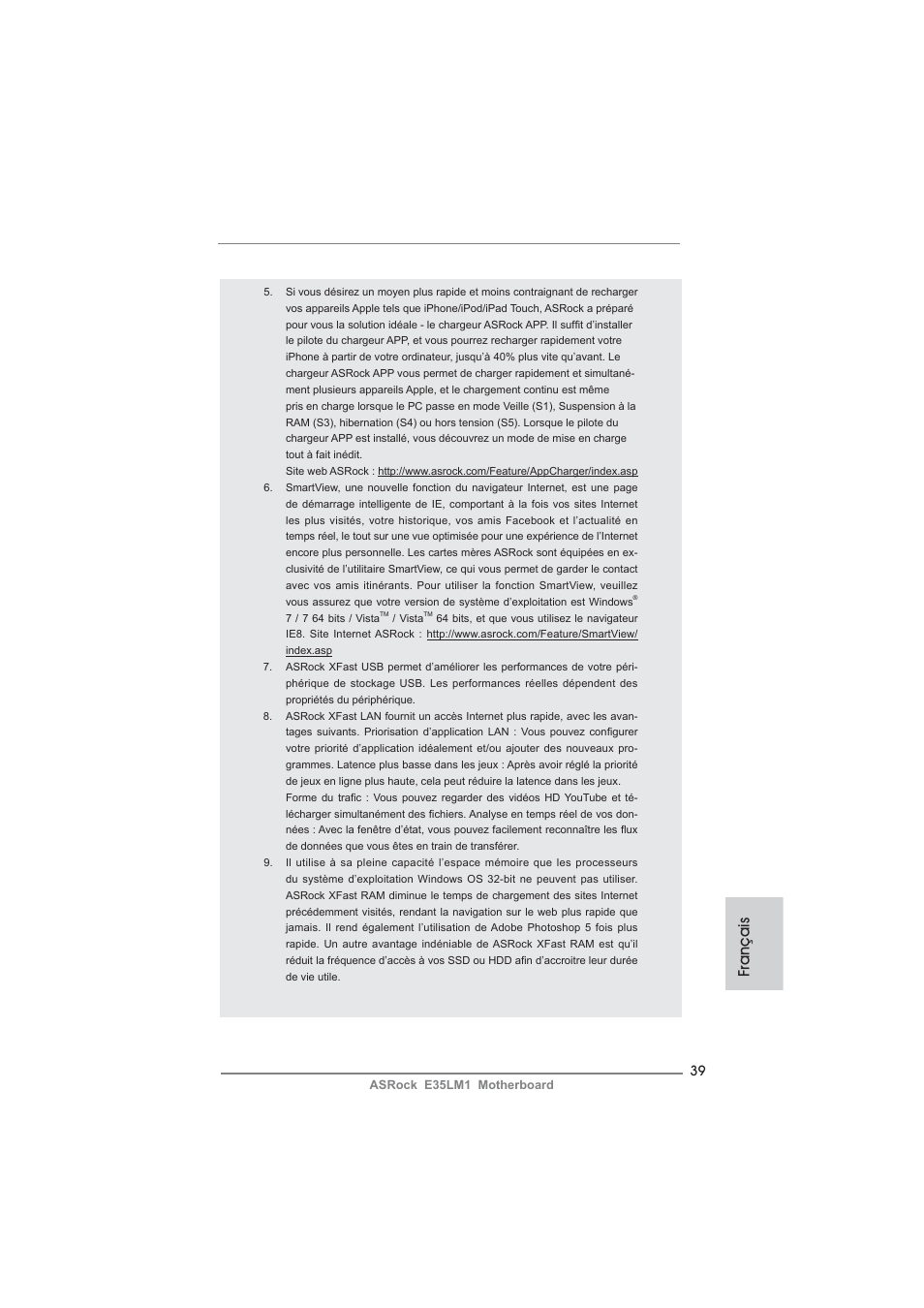 Français | ASRock E35LM1 User Manual | Page 39 / 119
